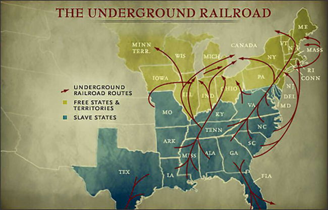 Map of the Underground railroad